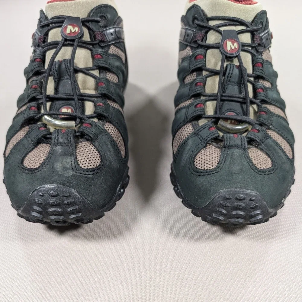 Merrell Chameleon II Stretch Mens 10 Black Tan Hiking Shoes Vibram Sole